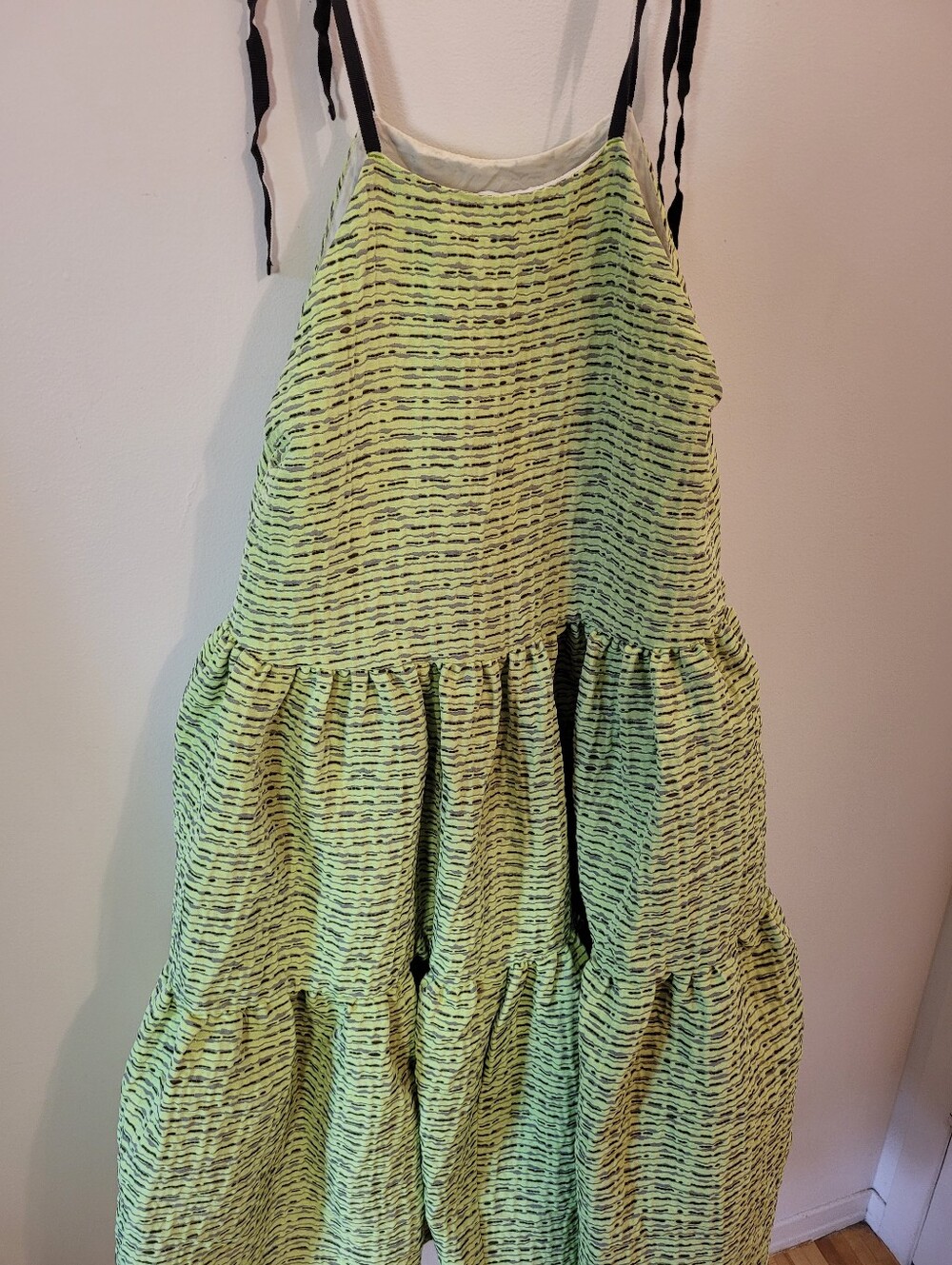 Eliza Faulkner Jacquard Cece Dress In Lime Green Ribbon Straps - Size S - Picture 3 of 6